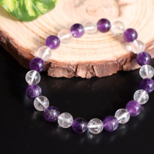 CLEAR QUARTZ + AMETHYST BRACELET